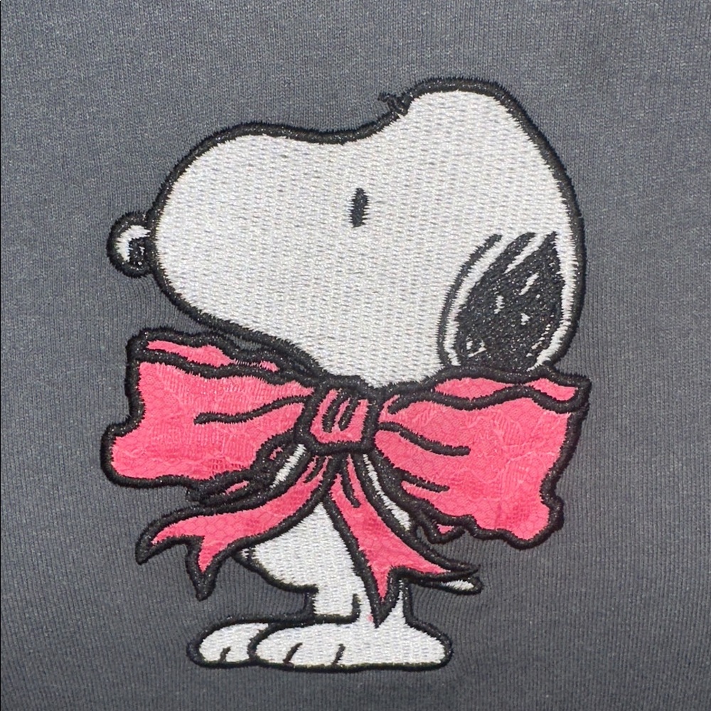 Snoopy Bow Tie Embroidered Graphic Tee Shirt - Picture 2 of 3